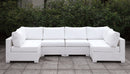 Somani Light Gray Wicker/Ivory Cushion L-Sectional + Coffee Table