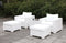 Somani Light Gray Wicker/Ivory Cushion 2 Chairs + 2 Ottomans + End Table