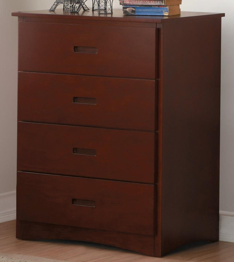 Homelegance Rowe 4 Drawer Chest in Dark Cherry B2013DC-9