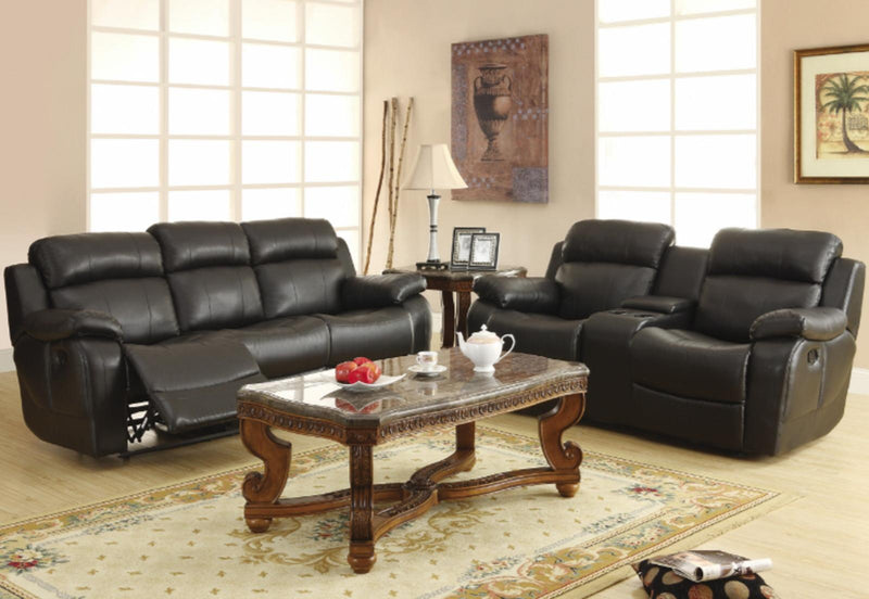 Homelegance Furniture Marille Double Reclining Sofa in Black