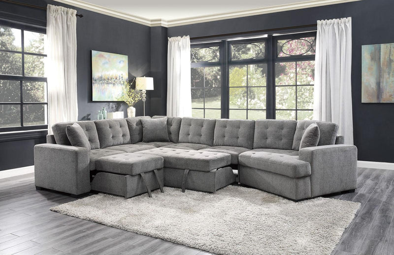 Homelegance Furniture Logansport Armless 2-Seater with Pull-out Bed in Gray 9401GRY-2A