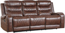 Homelegance Furniture Putnam Double Reclining Sofa with Drop-Down in Brown 9405BR-3