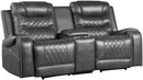 Homelegance Furniture Putnam Power Double Reclining Loveseat in Gray 9405GY-2PW