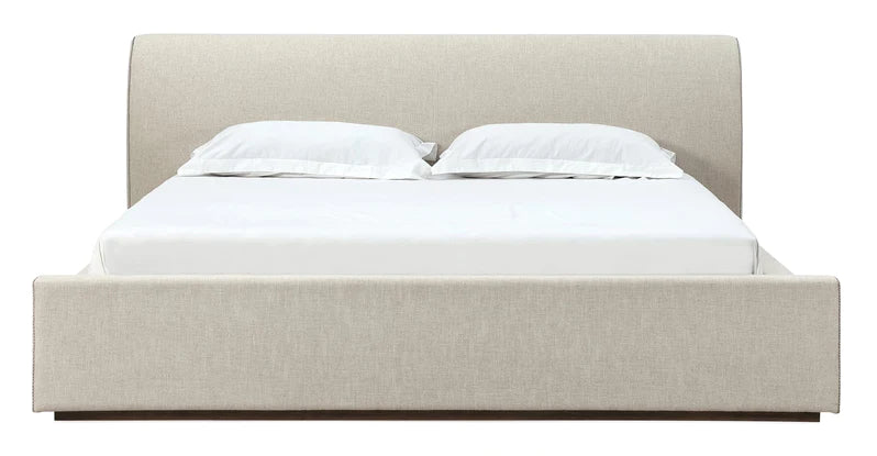 Louis Upholstered Platform Bed in Natural Linen