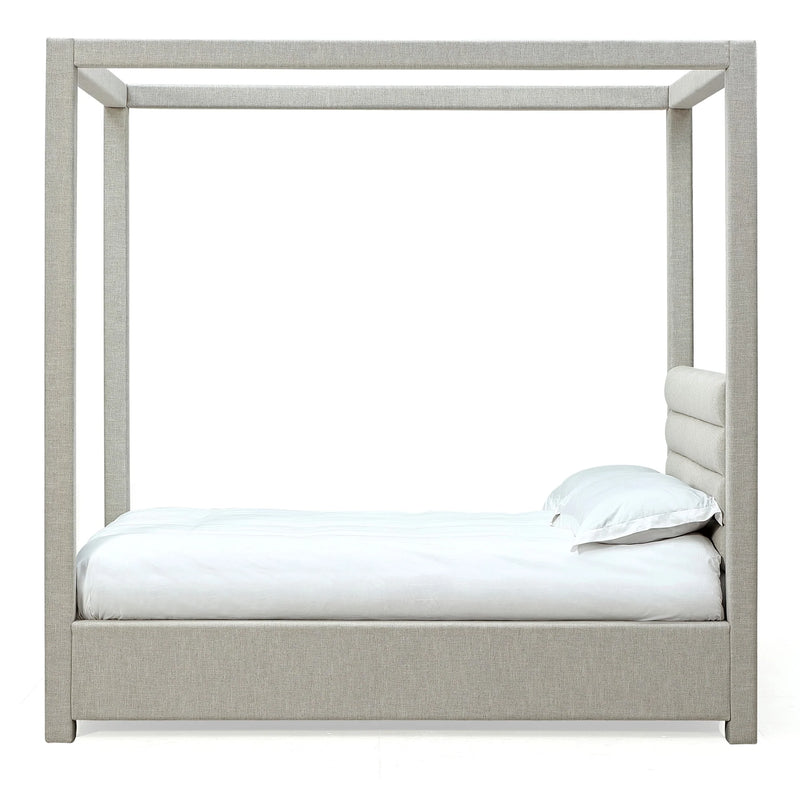 Rockford Upholstered Canopy Bed in Turtle Dove Linen