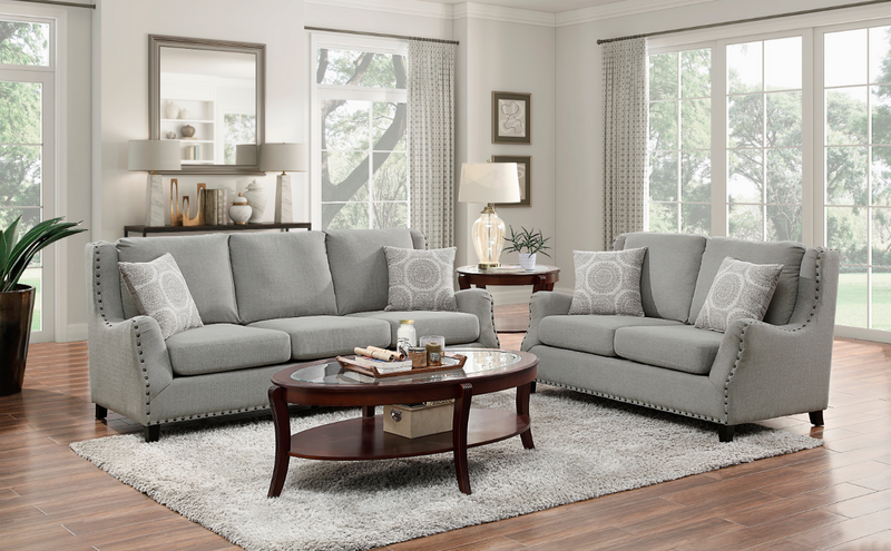 Grey Fabric Sofa And Love Seat