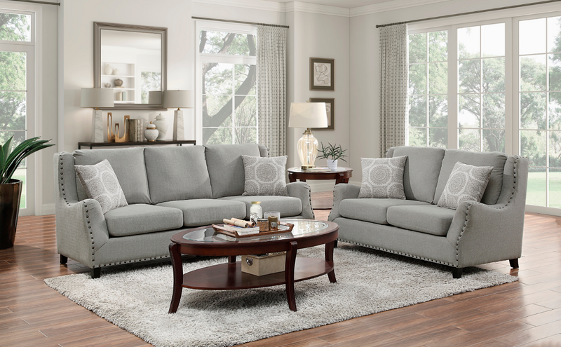 Grey Fabric Sofa and Love Seat Homelegence