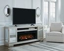 Flamory 72" TV Stand with Electric Fireplace