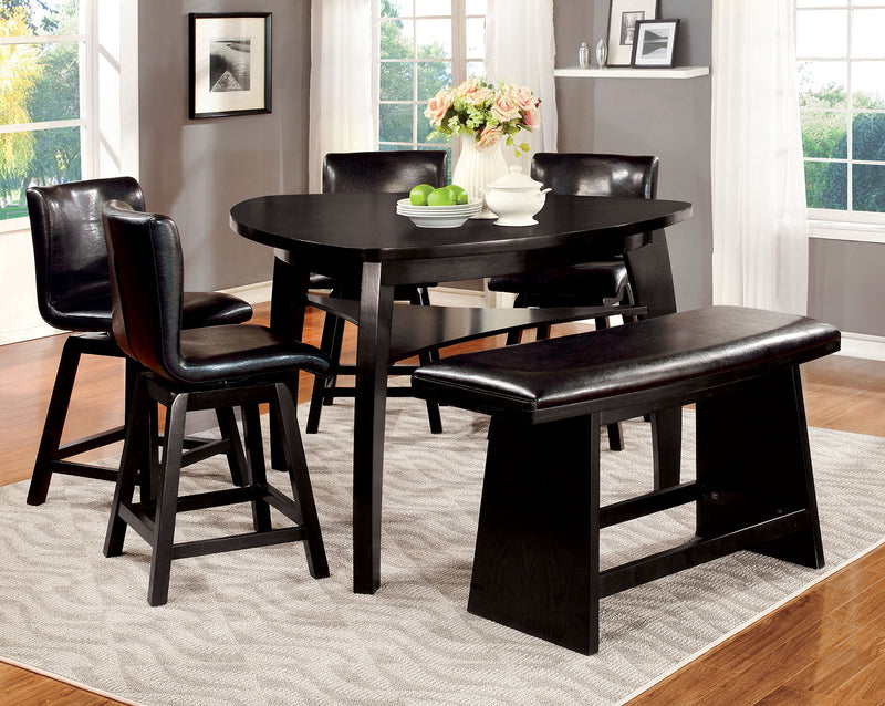 HURLEY Black 5 Pc. Counter Ht. Table Set + Bench image