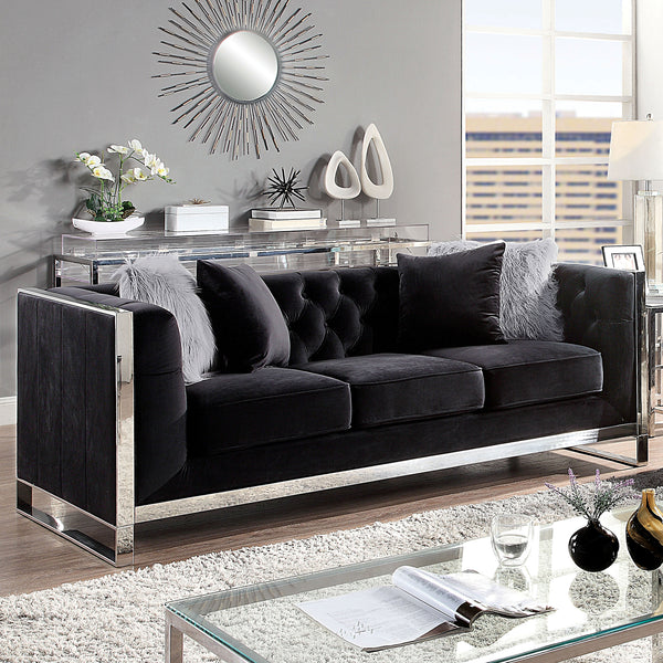 EVADNE Sofa w Pillows Black