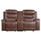 Homelegance Furniture Putnam Double Glider Reclining Loveseat in Brown 9405BR-2 image