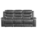 Homelegance Furniture Putnam Power Double Reclining Sofa with Drop-Down in Gray 9405GY-3PW image